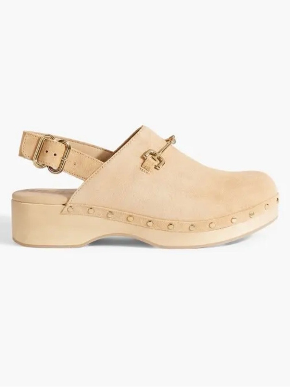 Sam Edelman Beige Slingback Clog with Gold Accents